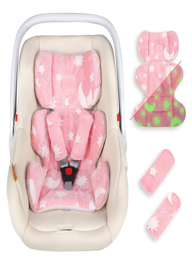 DAYEEBALL Infant Car Seat Insert Cushion, Baby Car Seat Head Body Support with 2 Extra Strap Paddings, Newborn Car Seat Insert for Baby Girls & Boys, Premature Carseat Cushion, Pink Moon and Star - Image 1